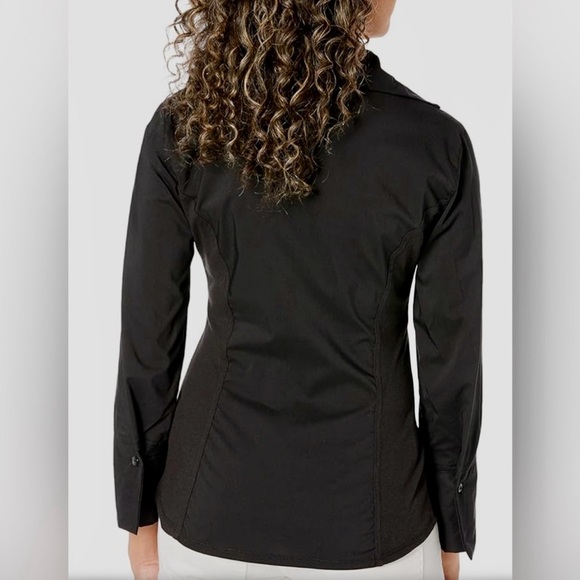 ZAC & RACHEL BUTTON DOWN BLACK TOP
3/4 CUFF SLEEVE RIBBED KNIT INSERTS SIZE M - Picture 2 of 9